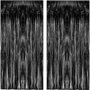 Black Tinsel‎ Backdrop Curtain Halloween Backdrop Streamers Decoration Party